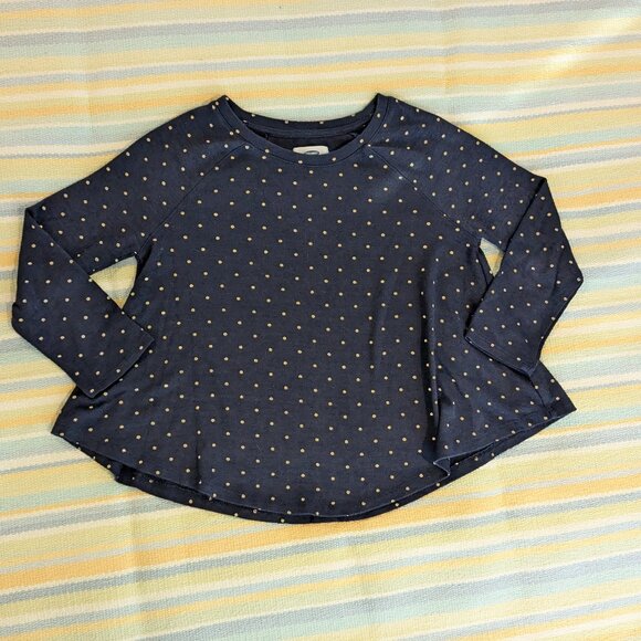 🛍️ BUNDLE ONLY • Old Navy blue & gold polka dot top size Medium (8) - Picture 1 of 9